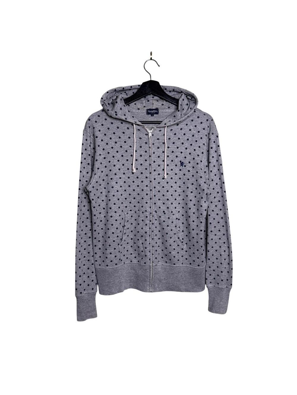 Gymphlex Polka Dot Zip Hoodie Grey Navy L Japanese brand